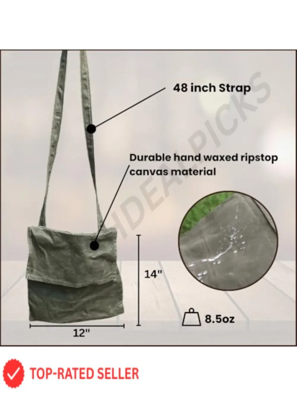 Waxed Canvas Haversack Bushcraft Shoulder Bag - Messenger Bag for Gardening &
